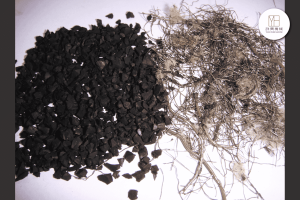 Output material from the Steel Wire Separator, also known as a tire steel wire remover or single-shaft shredder.